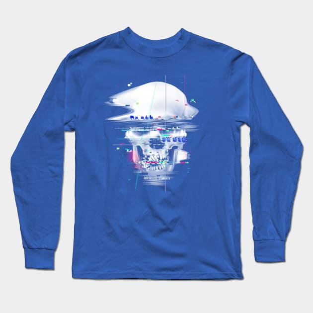 Blue Glitch of Death Long Sleeve T-Shirt by Madkobra